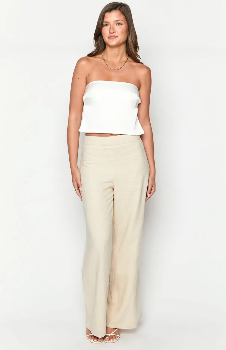 Ibiza White Satin Strapless Top sold by Beginning Boutique product image thumbnail 2
