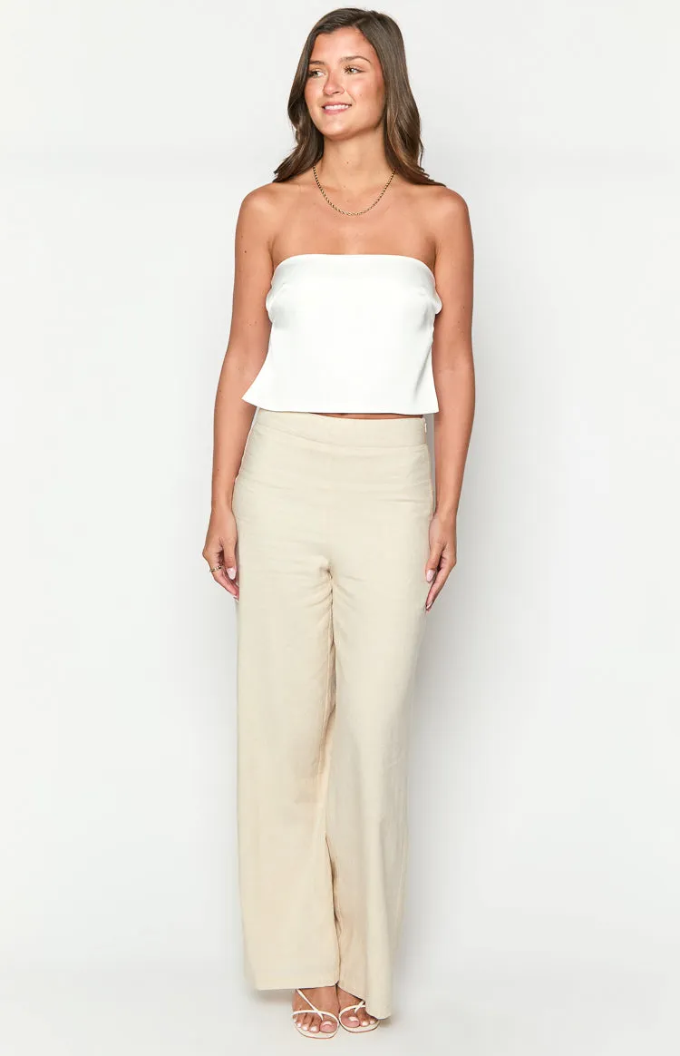 Ibiza White Satin Strapless Top sold by Beginning Boutique product image thumbnail 3