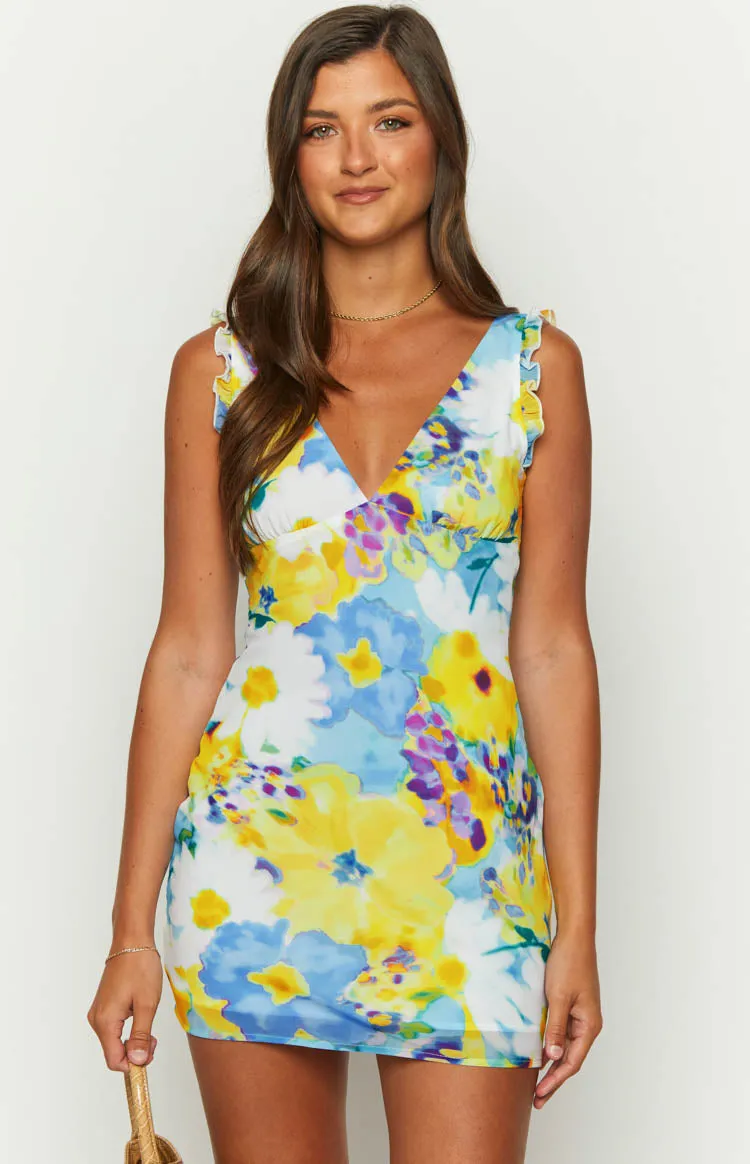 Albie Blue Floral Mini Dress sold by Beginning Boutique product image thumbnail 4