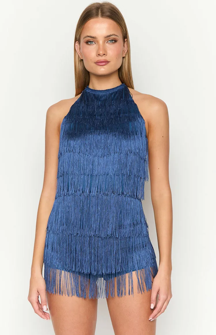 Demie Blue Tassel Playsuit sold by Beginning Boutique product image thumbnail 2