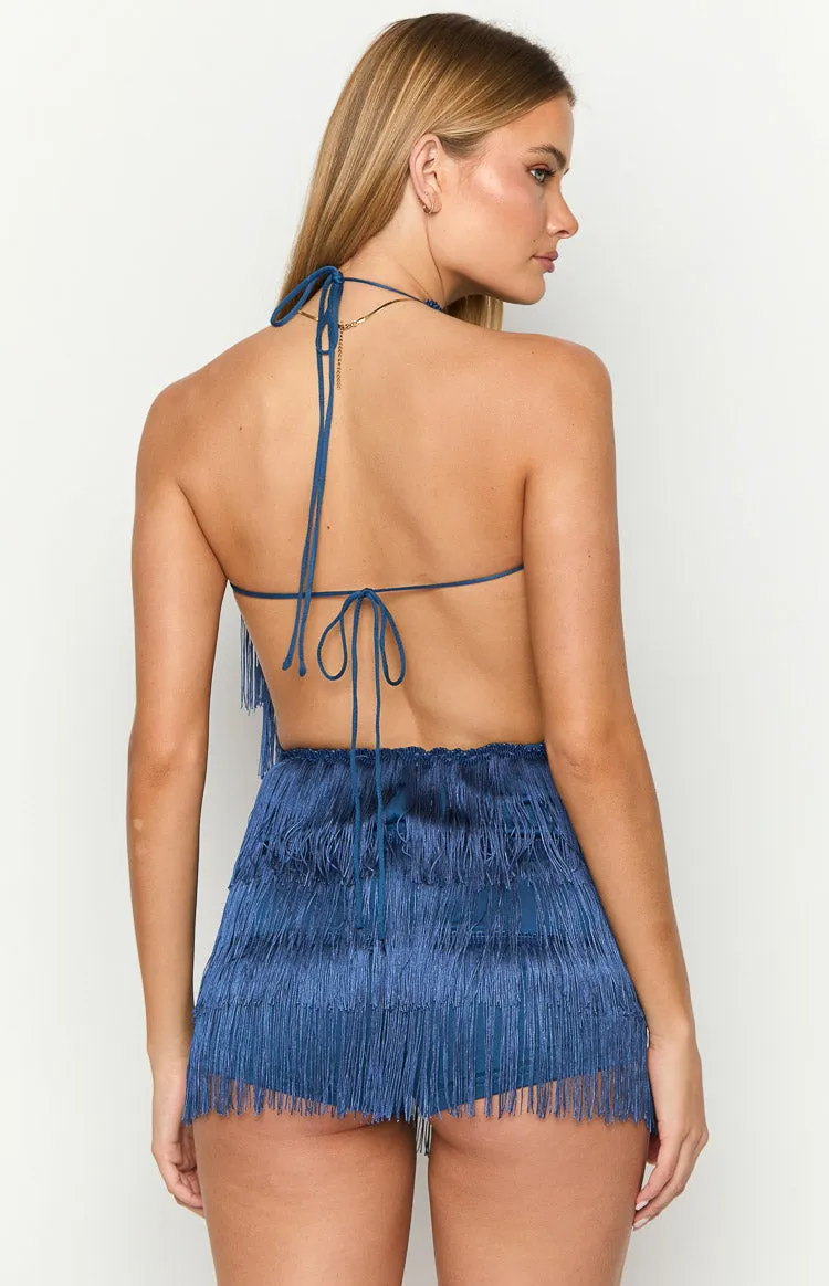 Demie Blue Tassel Playsuit sold by Beginning Boutique product image thumbnail 5