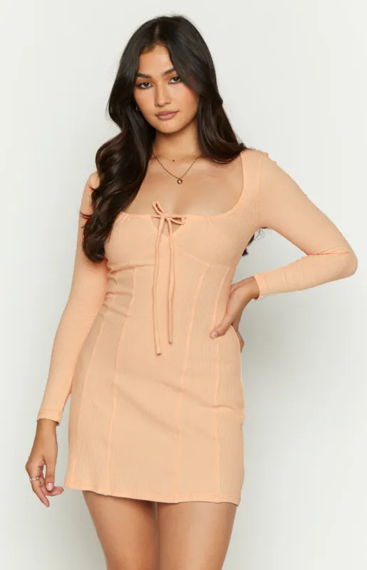 Eliana Beige Mini Party Dress sold by Beginning Boutique