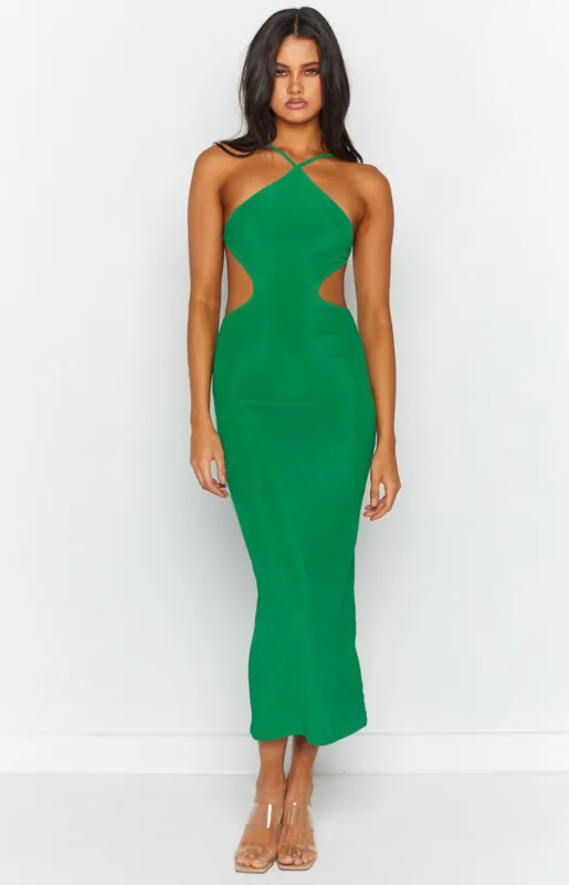 Nyla Green Cut Out Halter Midi Dress sold by Beginning Boutique
