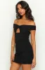Your Love Black Mesh Off Shoulder Mini Dress sold by Beginning Boutique
