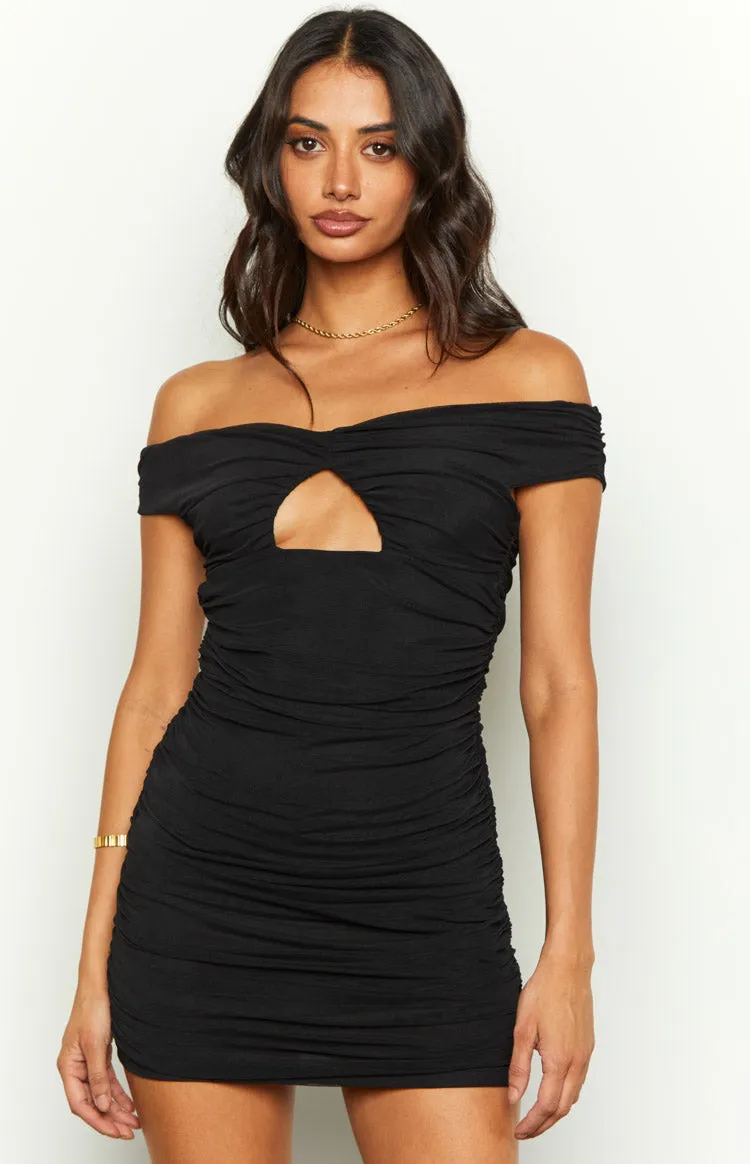 Your Love Black Mesh Off Shoulder Mini Dress sold by Beginning Boutique product image thumbnail 3