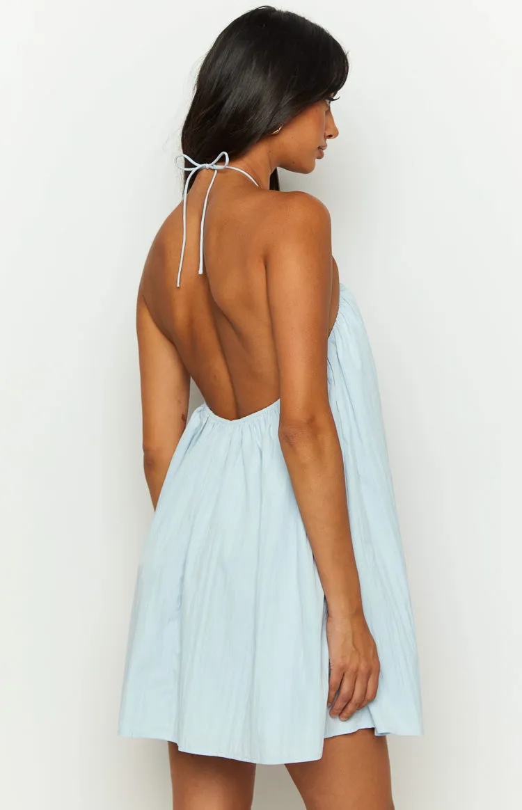 Talei Blue Halter Puff Mini Dress sold by Beginning Boutique product image thumbnail 5