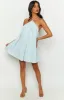 Talei Blue Halter Puff Mini Dress sold by Beginning Boutique