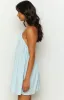 Talei Blue Halter Puff Mini Dress sold by Beginning Boutique