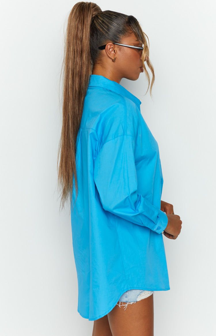 Kiara Blue Long Sleeve Shirt sold by Beginning Boutique product image thumbnail 4
