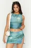 Afterthought Blue Print Mesh Top sold by Beginning Boutique