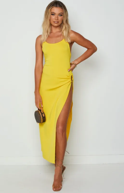 Lila Yellow Midi Dress sold by Beginning Boutique