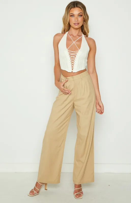 Summer Days Beige Linen Blend Pants sold by Beginning Boutique