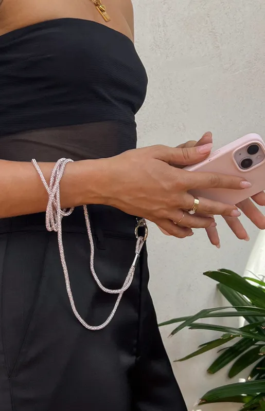 Starlit Pink Rhinestone Mobile Phone Lanyard sold by Beginning Boutique