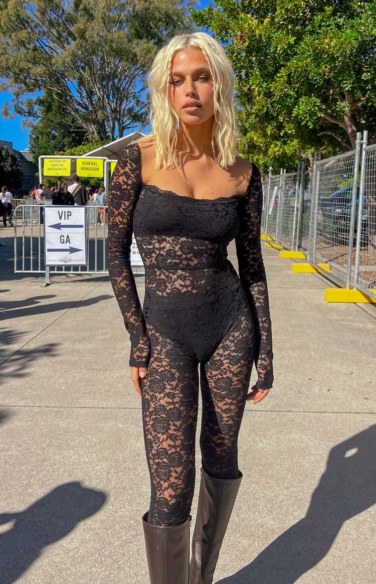 Dark Paradise Black Lace Catsuit sold by Beginning Boutique product image thumbnail 8