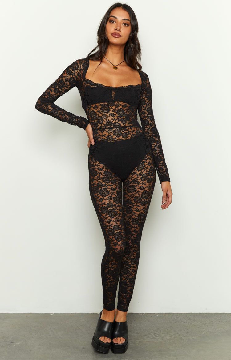 Dark Paradise Black Lace Catsuit sold by Beginning Boutique product image thumbnail 2