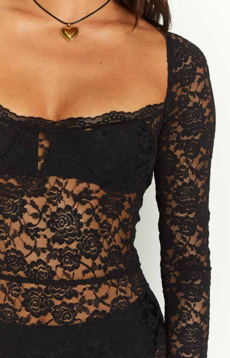 Dark Paradise Black Lace Catsuit sold by Beginning Boutique product image thumbnail 6