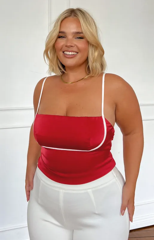 Tamra Red Low Back Top sold by Beginning Boutique