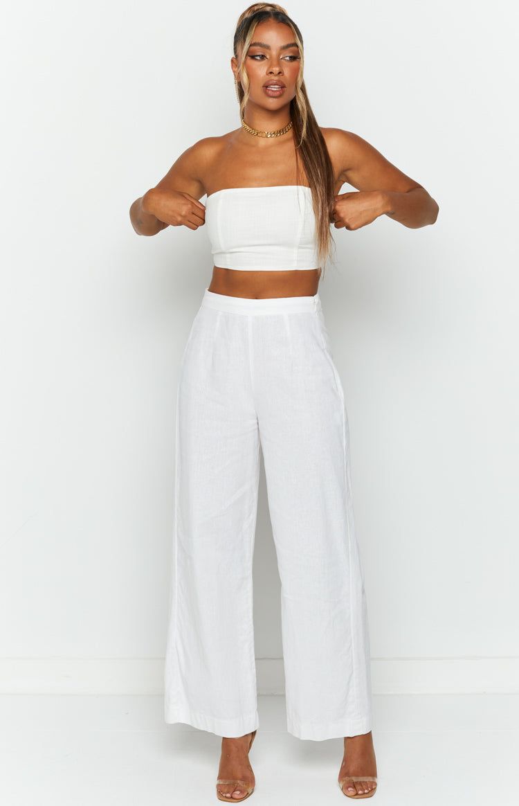 Sienna White Linen Bandeau Top sold by Beginning Boutique product image thumbnail 2