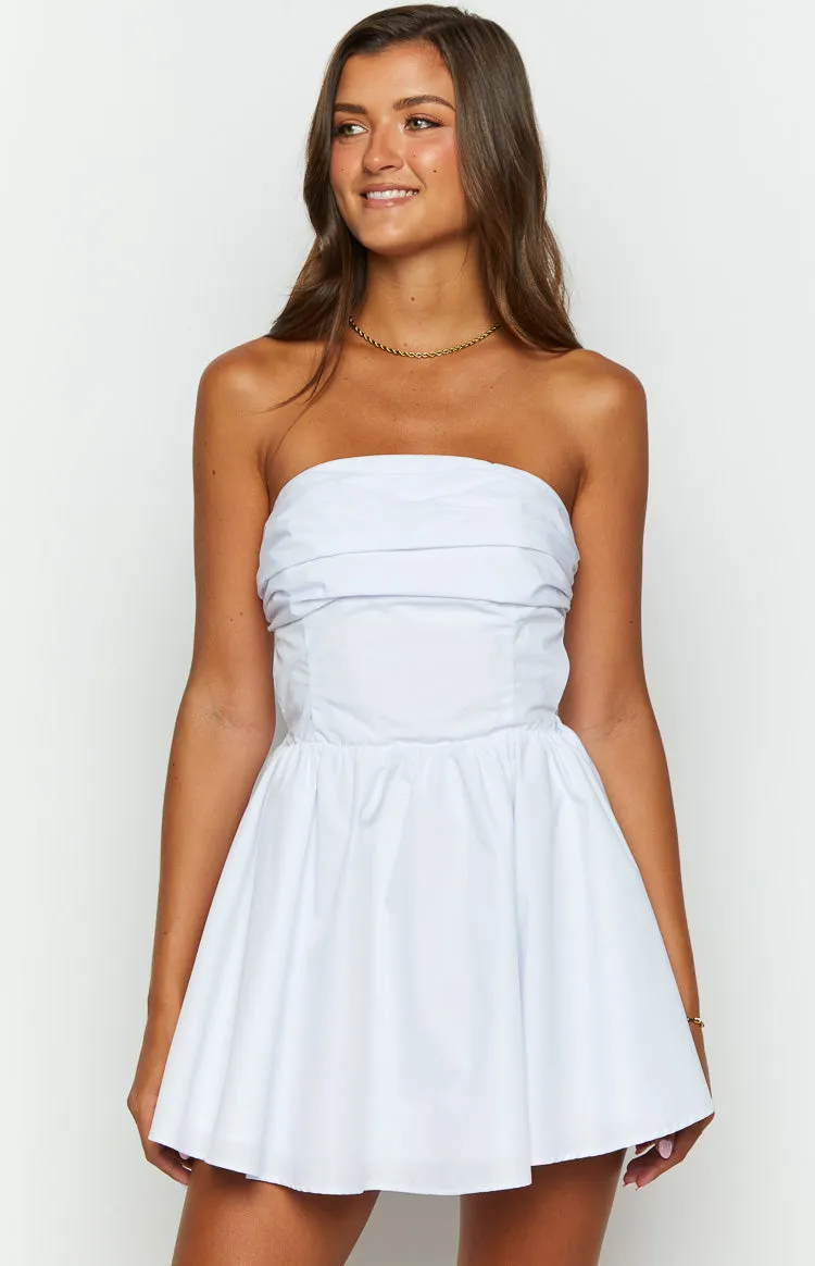 Declynn White Strapless Mini Dress sold by Beginning Boutique