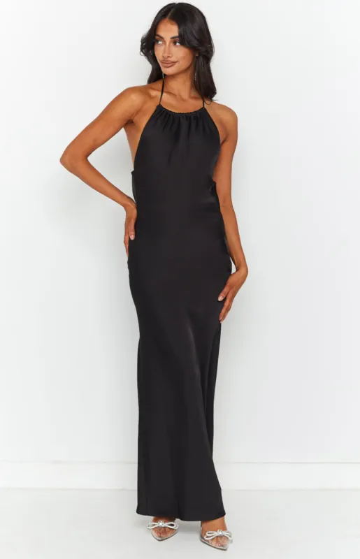 Kalley Black Halter Formal Maxi Dress sold by Beginning Boutique