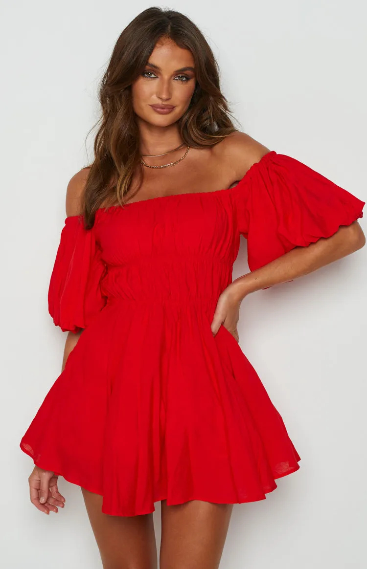 Paradise Puff Sleeve Dress Red sold by Beginning Boutique product image thumbnail 3