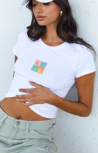 Zen White Graphic Baby Tee sold by Beginning Boutique