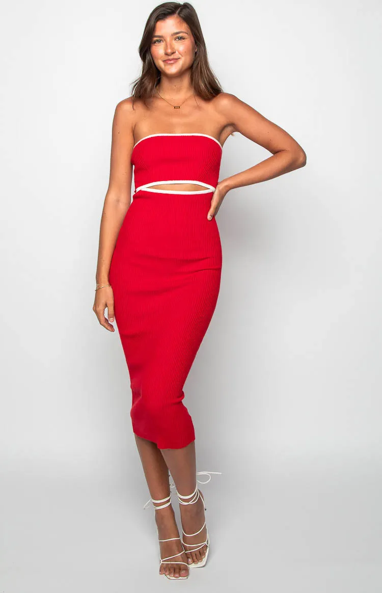 Isobel Red Midi Dress sold by Beginning Boutique product image thumbnail 2