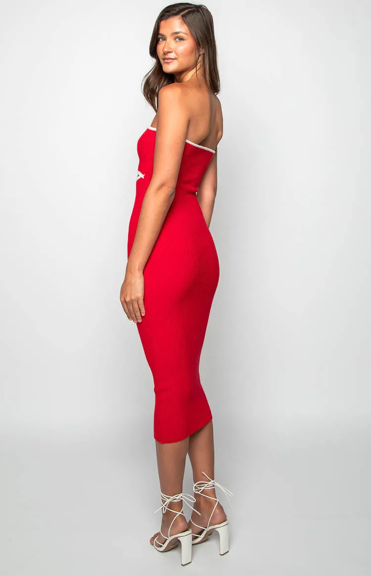Isobel Red Midi Dress sold by Beginning Boutique product image thumbnail 4
