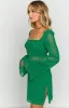 Amalfi Green Long Sleeve Lace Up Mini Dress sold by Beginning Boutique