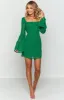 Amalfi Green Long Sleeve Lace Up Mini Dress sold by Beginning Boutique