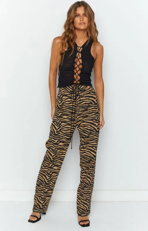 Kennedi Brown Print Pants sold by Beginning Boutique