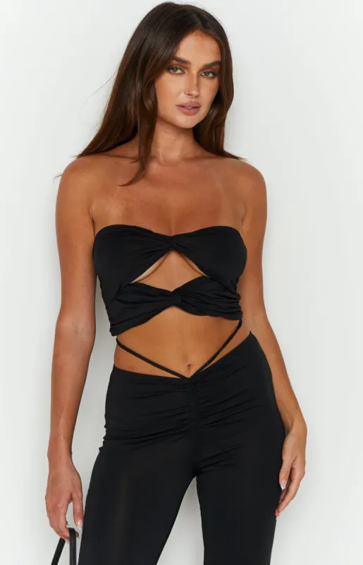 Havannah Black Bandeau Top sold by Beginning Boutique