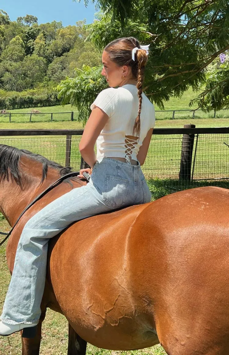 Lost Cream Tie Up Back Knit Top sold by Beginning Boutique product image thumbnail 2