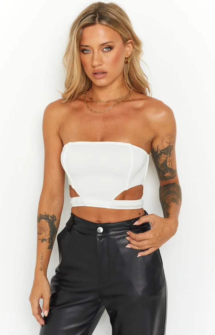 Emerson White Strapless Crop Top sold by Beginning Boutique product image thumbnail 2