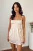 Pearl Cream Satin Mini Dress sold by Beginning Boutique