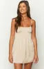 Pearl Cream Satin Mini Dress sold by Beginning Boutique