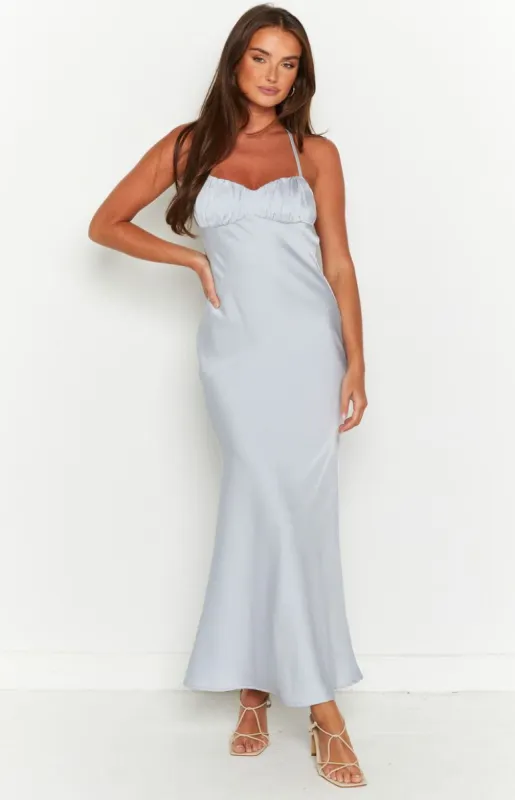 Elise Ice Blue Midi Dress made by Beginning Boutique
