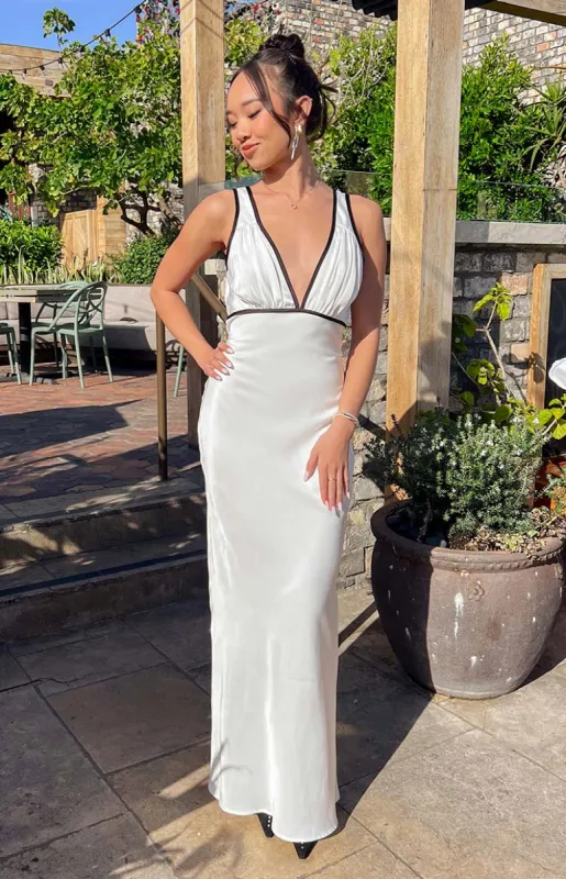 Rebel Rose Black And White Contrast Maxi Dress sold by Beginning Boutique