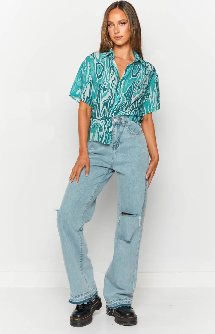 Barbeque Button Shirt Blue sold by Beginning Boutique product image thumbnail 6