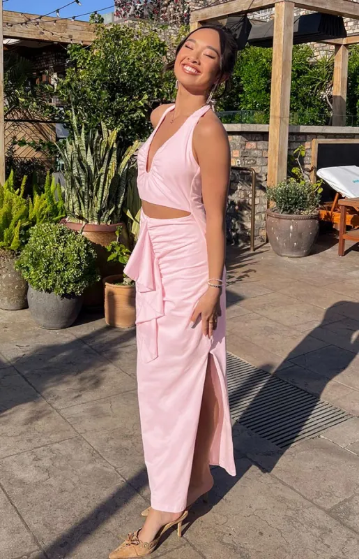 Raelynn Pink Maxi Dress sold by Beginning Boutique