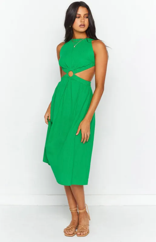 Odessa Backless Green Midi Dress sold by Beginning Boutique