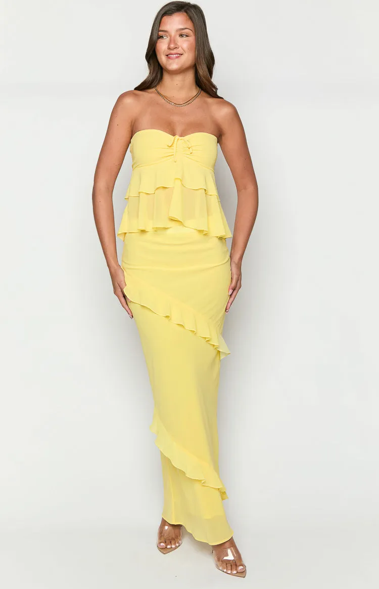 Raleigh Yellow Ruffle Strapless Top sold by Beginning Boutique product image thumbnail 3