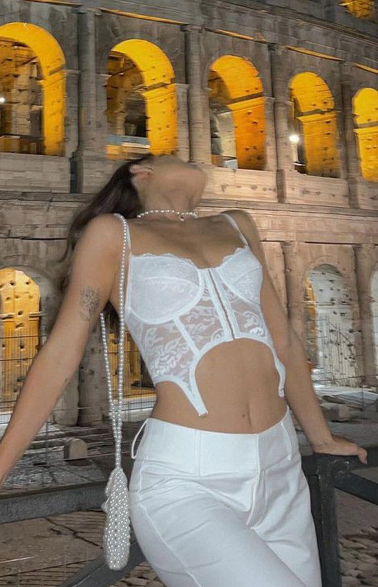 Beckster White Garter Corset Top sold by Beginning Boutique product image thumbnail 6