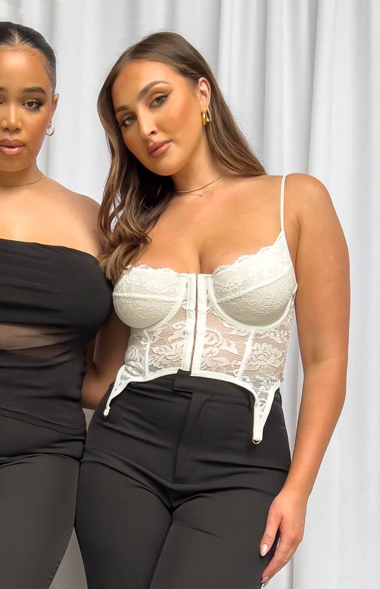 Beckster White Garter Corset Top sold by Beginning Boutique product image thumbnail 3