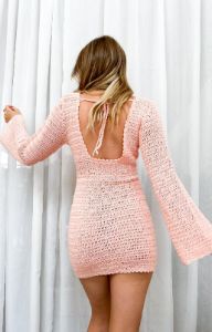Faye Peach Mini Dress sold by Beginning Boutique