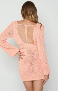 Faye Peach Mini Dress sold by Beginning Boutique