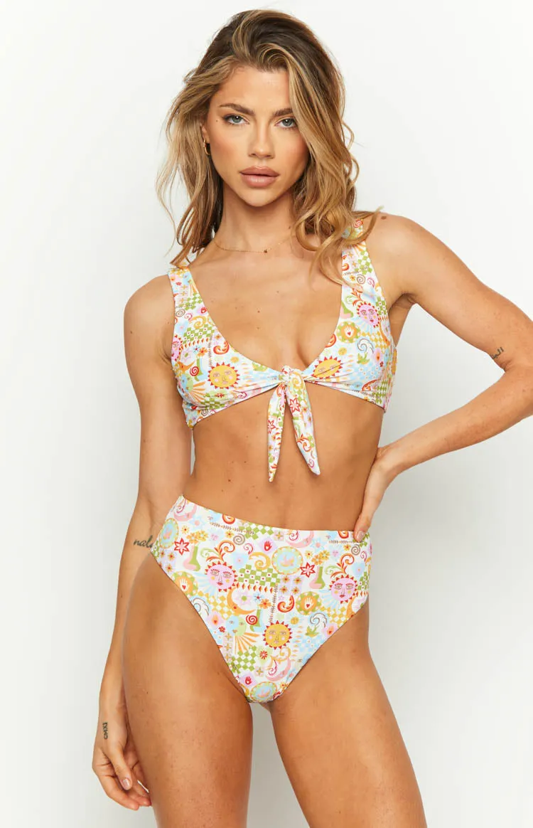 9.0 Swim Majorca Summer Multi Print High Waisted Bikini Bottoms sold by Beginning Boutique