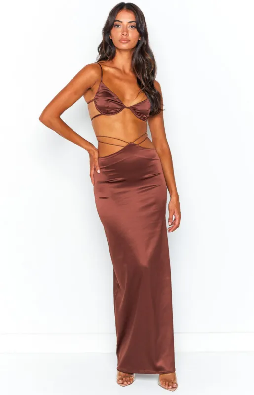 Gigi Brown Maxi Skirt sold by Beginning Boutique