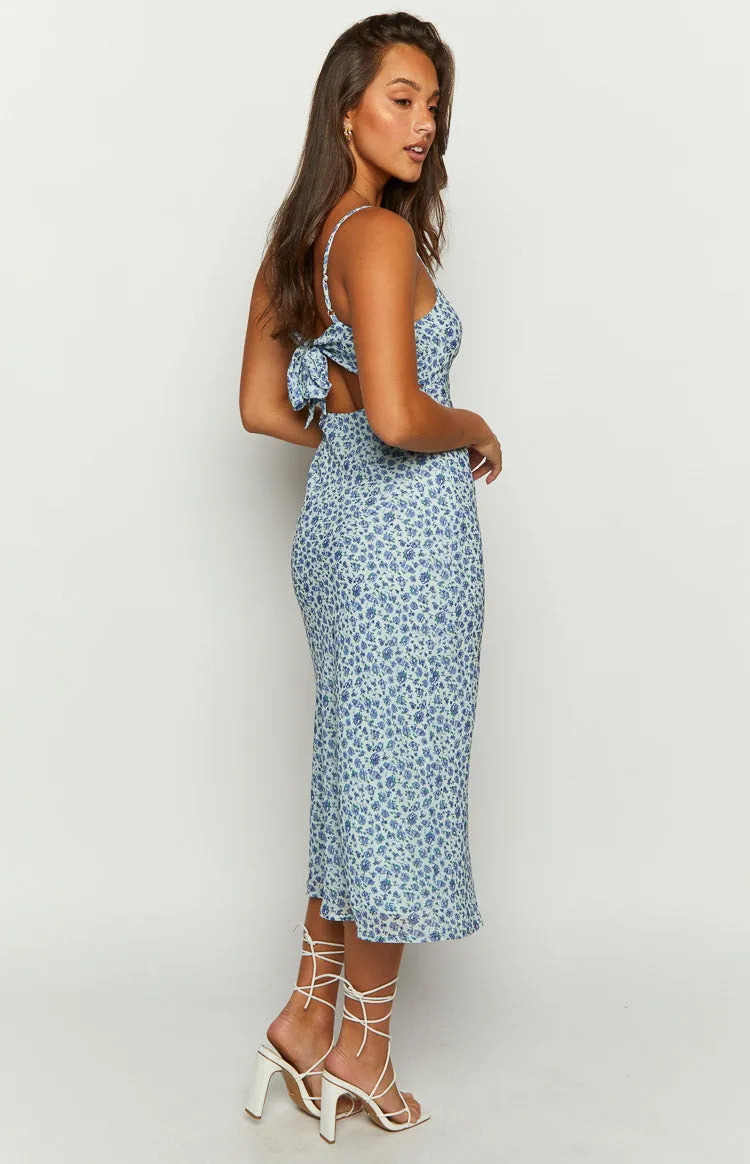 Gemma Dark Blue Floral Midi Dress sold by Beginning Boutique product image thumbnail 5