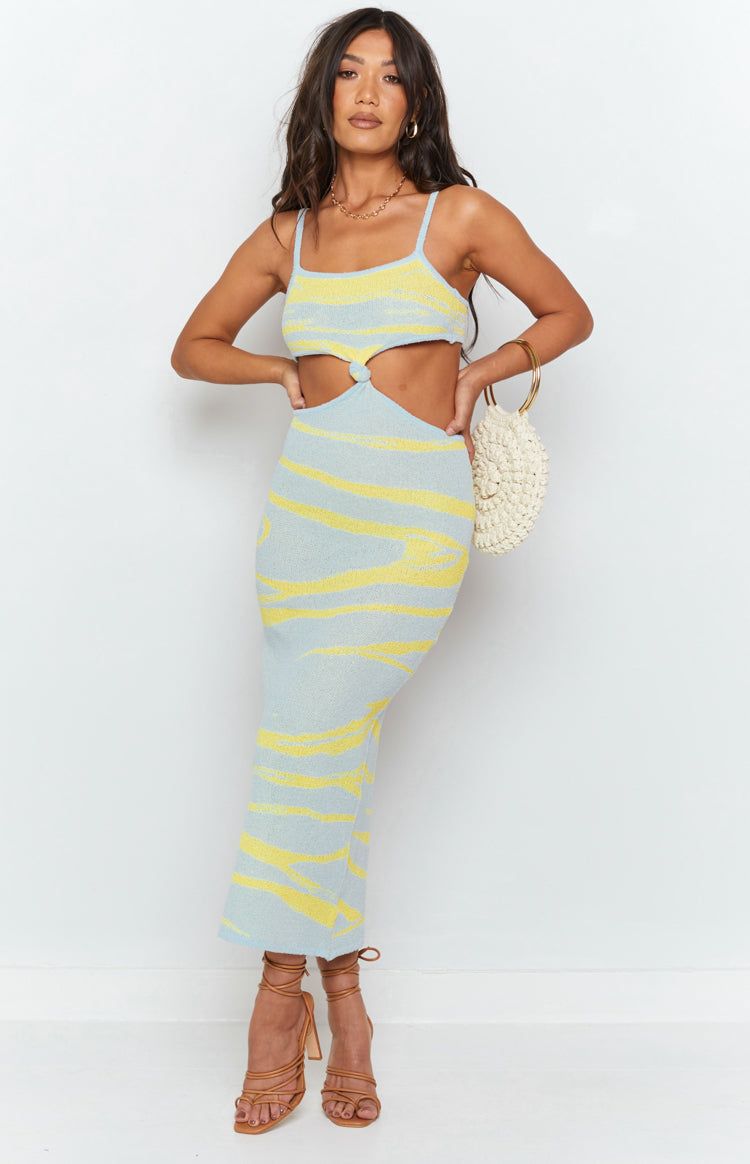 Townes Knit Midi Dress Blue sold by Beginning Boutique